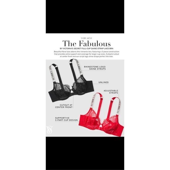 Very Sexy “The fabulous line” full coverage rhinestone strap lace bra. Red or Bl - Picture 16 of 16